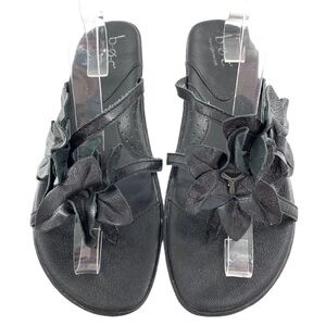 BOC born concepts womens sandals size 10 42 M/W black leather floral slides